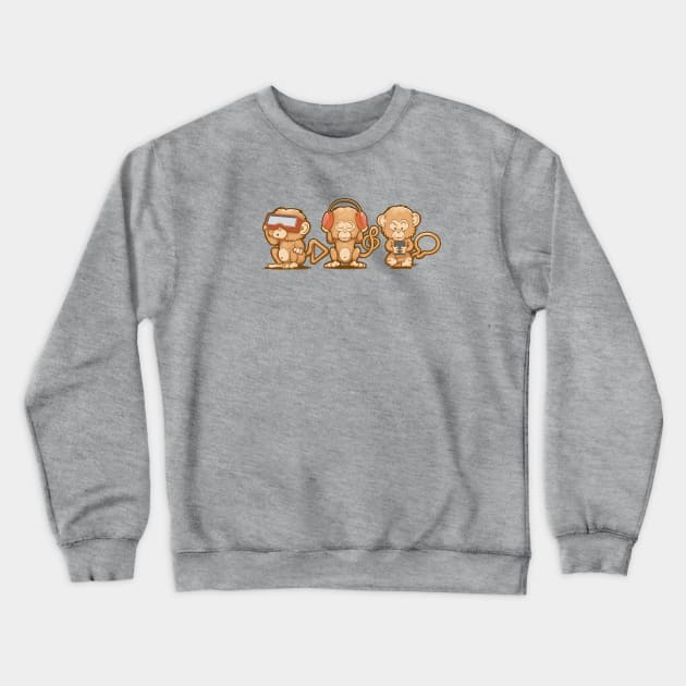 Three Modern Monkeys Crewneck Sweatshirt by wuhuli